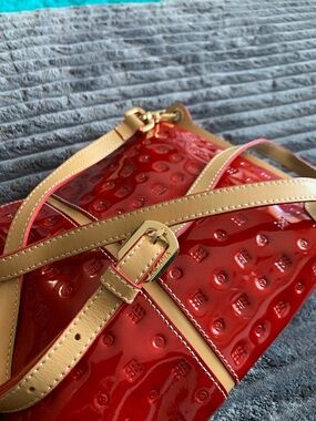 Arcadia Red Patent Leather Shoulder Bag with Tan - Made in ITALY